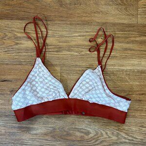 LAST CHANCE | aerie pink & red polka dot unlined bralette size M